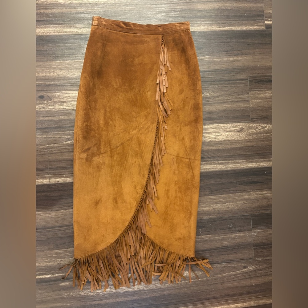 Vintage fringe suede skirt